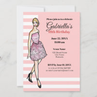 Blonde Girl mit rosa Rosen Cocktailkleid