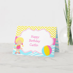 Blonde Girl Pool Party Bash Party Karte