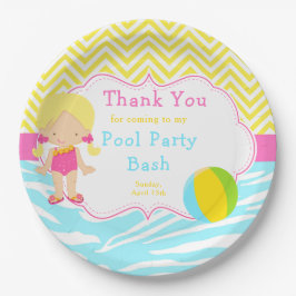 Blonde Girl Pool Party Bash Party Pappteller