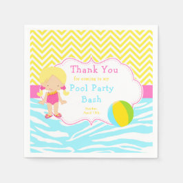 Blonde Girl Pool Party Bash Party Serviette