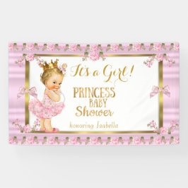 Blonde Girl Princess Baby Dusche Pink Gold Tutu Banner