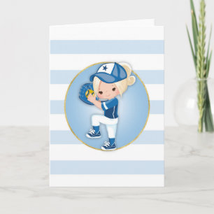 Blonde Girls Blue Softball Karte