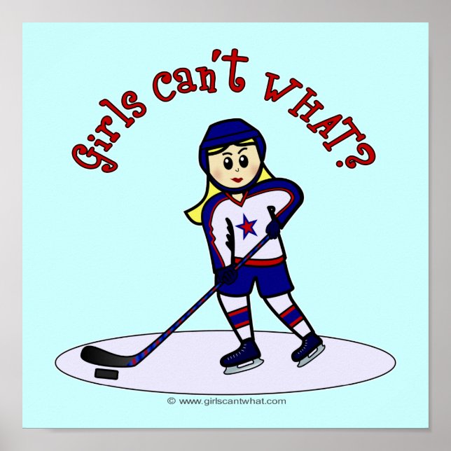 Blonde Girls Hockey Player Poster (Vorne)