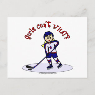 Blonde Girls Hockey Player Postkarte