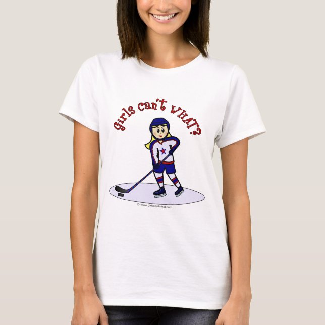 Blonde Girls Hockey-Spieler T-Shirt (Vorderseite)