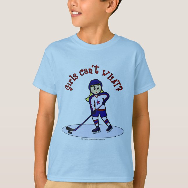 Blonde Girls Hockey-Spieler T-Shirt (Vorderseite)