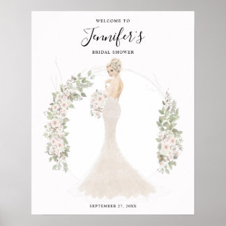 Blonde Glam Bride Brautparty Begrüßungszeichen Poster