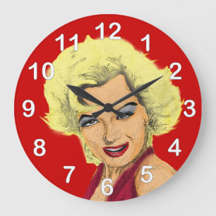 Blonde Glamour Girl Große Wanduhr