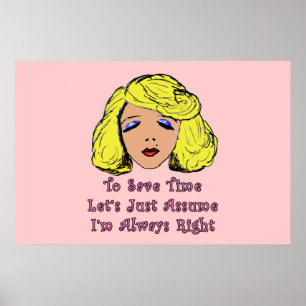 Blonde Glamour Girl Rette Zeit immer richtig Poster