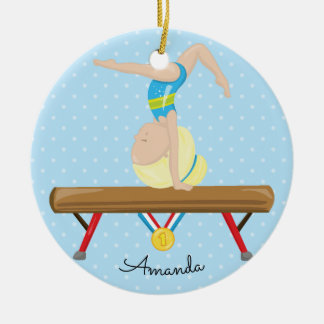 Blonde Gymnast-Gymnastik-Weihnachtsverzierung Keramik Ornament