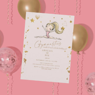 Blonde Gymnastik Tumble & Twirl Geburtstagsparty Einladung