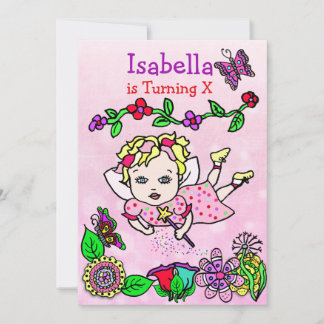 Blonde Haahaar Kaukasische Fairy Birthday Einladung