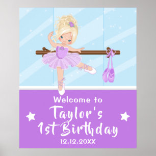 Blonde Haar Ballerina Lila Tutu Willkommensschild Poster