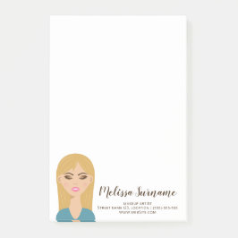 Blonde Haar Girl mit Makeup Custom Makeup Artist Post-it Klebezettel