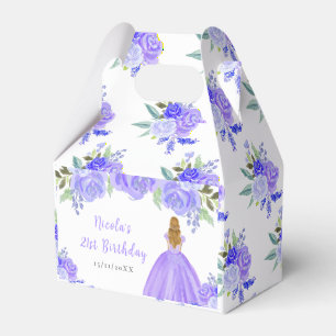 Blonde-Haar-Prinzessin Lila Blumengeburtstagsfeier Geschenkschachtel