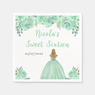 Blonde-Haar-Prinzessin Mint Floral Sweet Sixteen Serviette