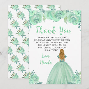 Blonde-Haar-Prinzessin Mint Sweet Sixteen Dankeskarte