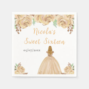 Blonde-Haar Prinzessin Peach Floral Sweet Sixteen Serviette