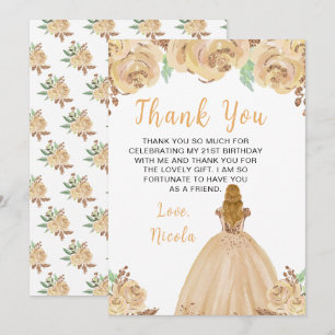 Blonde-Haar Prinzessin Peach Florale Geburtstagsfe Dankeskarte