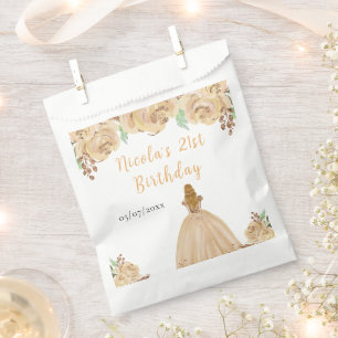 Blonde-Haar Prinzessin Peach Florale Geburtstagsfe Geschenktütchen
