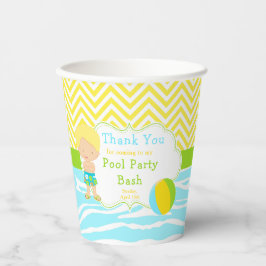 Blonde Hair Boy Pool Party Bash Party Pappbecher
