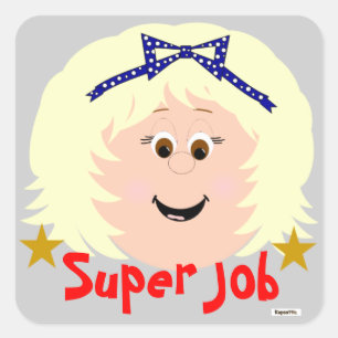 Blonde Hair Brown Mit Augen Girl Super Job Sticker