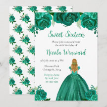 Blonde Hair Princess Green Floral 16 . Geburtstag