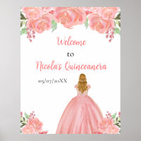 Blonde Hair Princess Pink Quinceanera Willkommen