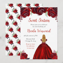 Blonde Hair Princess Red Floral 16 . Geburtstag