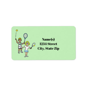 Blonde Hair Tennis Couple Address Labels Adressaufkleber