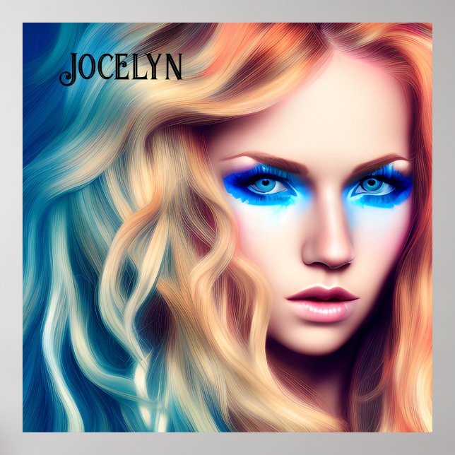 Blonde Hairs Blue Mit Augen Bombshell Poster (Vorne)