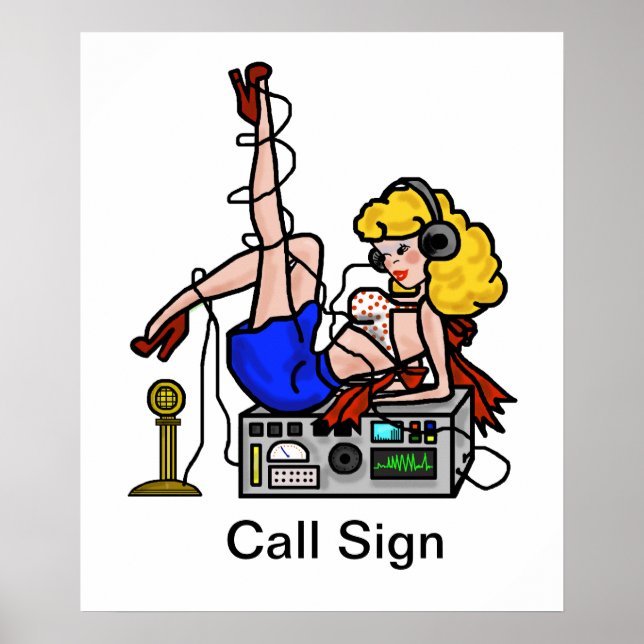 Blonde Ham Radio Button-up Girl Poster Anpassen! (Vorne)