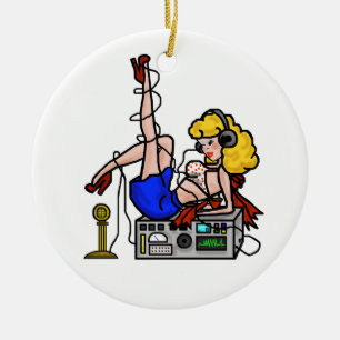 Blonde Ham Radio Button-up Girl Weihnachtsschmuck