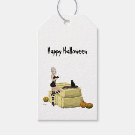 Blonde Hexe Button Up Girl Gift Tag Geschenkanhänger