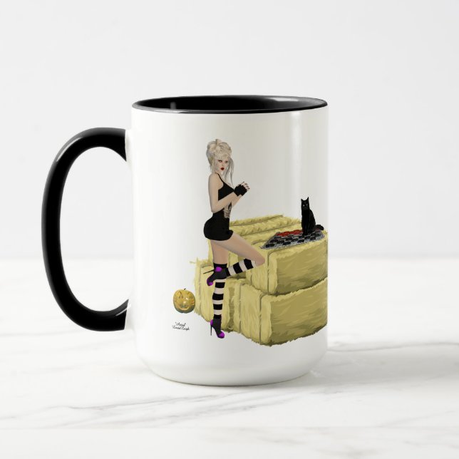 Blonde Hexe Button Up Girl Kaffee Tasse (Links)