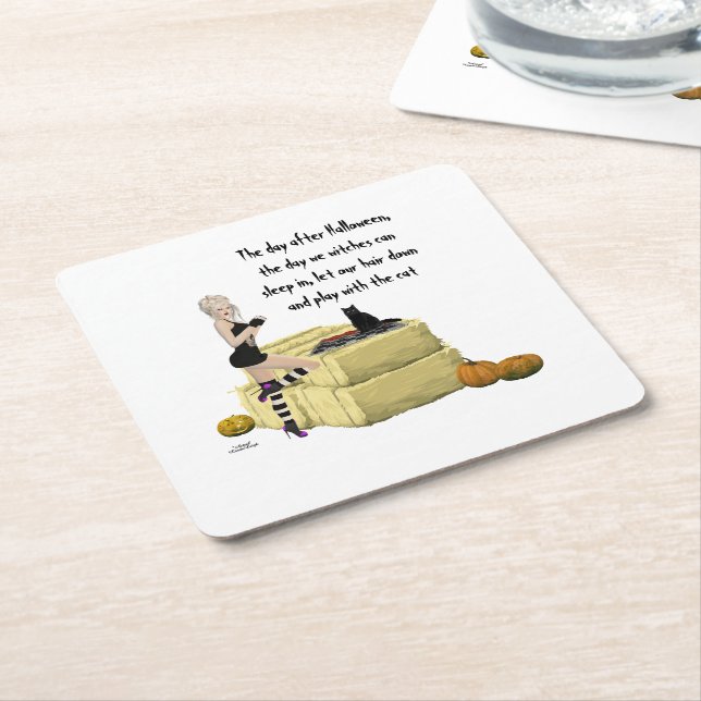 Blonde Hexe Button Up Girl Paper Untersetzer (angewinkelt)
