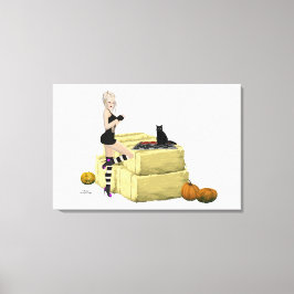 Blonde Hexe Button Up Girl Stretched Canvas Print Leinwanddruck