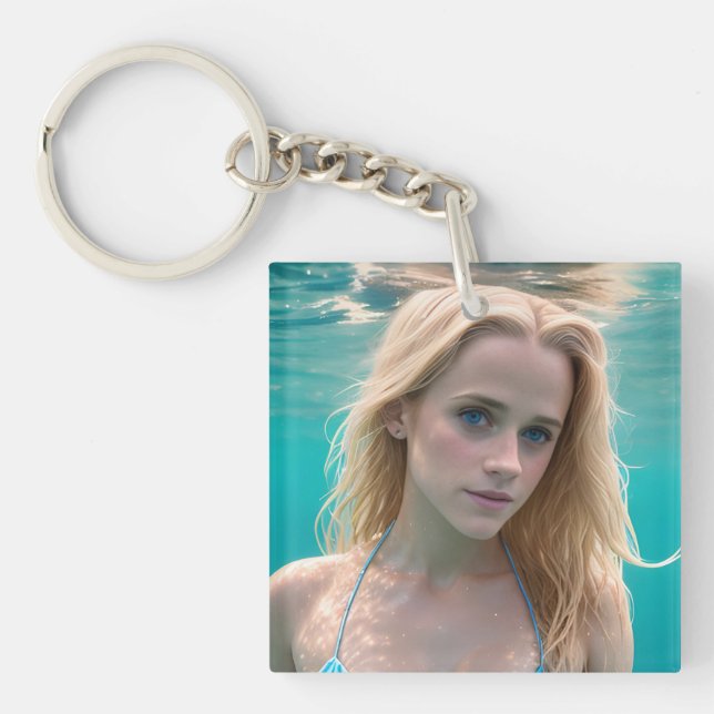 Blonde in einem Bikini-Unterwasser Schlüsselanhänger (Vorderseite)