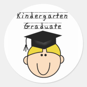 Blonde Jungen-Kindergarten-Absolvent-T-Shirts Runder Aufkleber