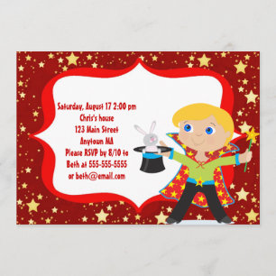 Blonde Jungen-Magier-Geburtstags-Party Einladung