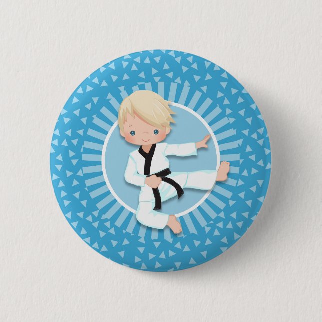 Blonde Karate Boy Judo Martial Arts Button (Vorderseite)