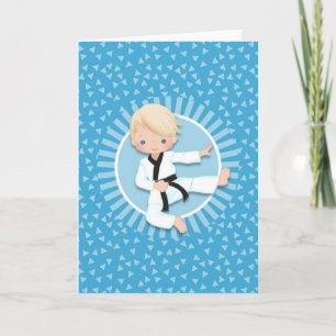 Blonde Karate Boy Judo Martial Arts Karte