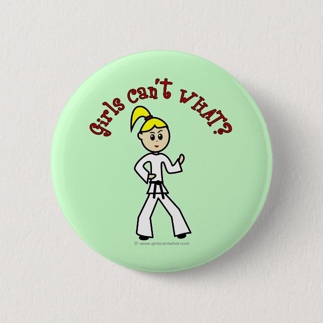 Blonde Karate Girl Button (Vorderseite)