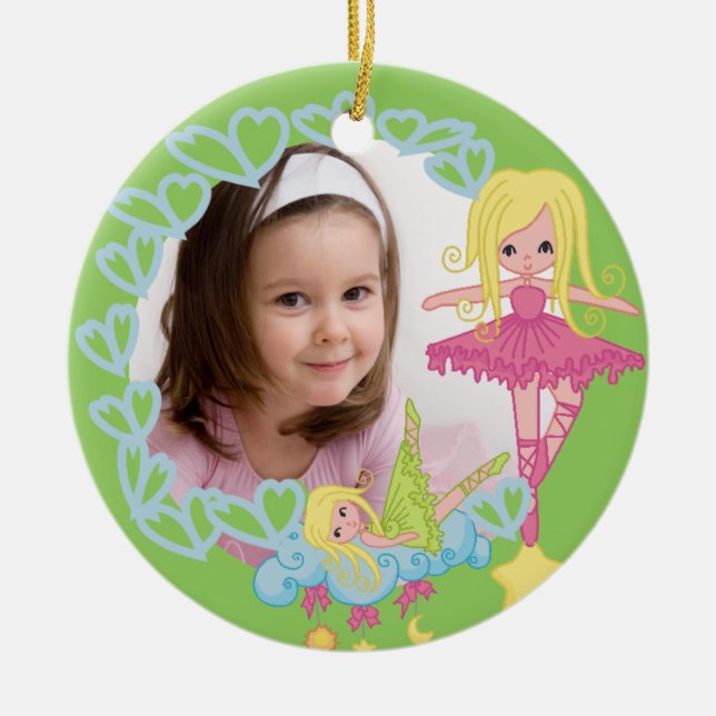 Blonde kleine Ballerina-Andenken-Verzierung Keramik Ornament (Vorne)