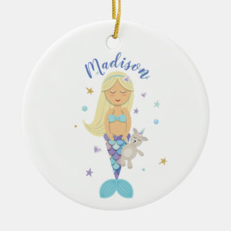 Blonde kleine Meerjungfrau-Verzierung Keramik Ornament
