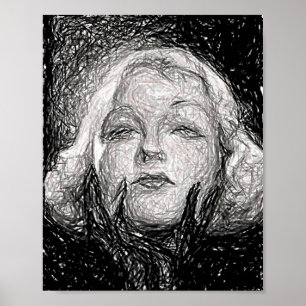 Blonde Lady Tragen schwarze Handschuhe Original ab Poster