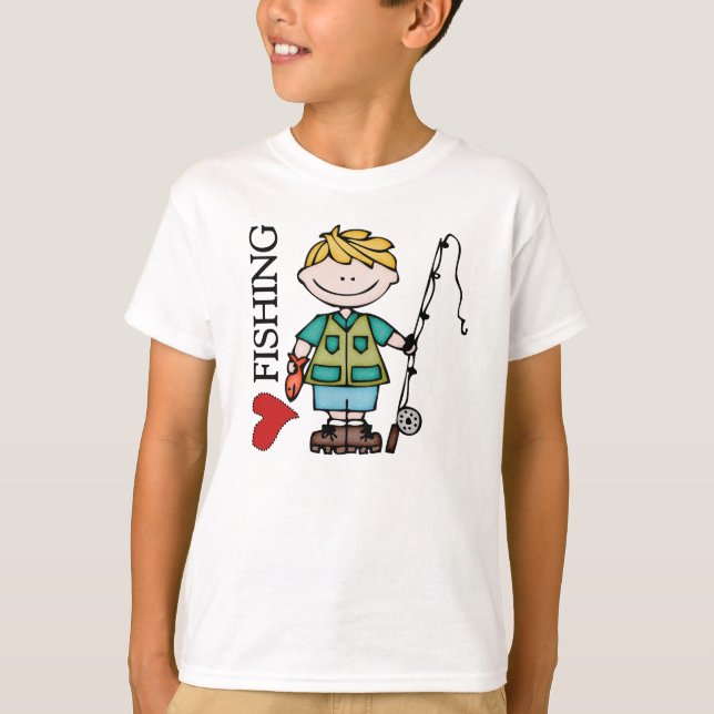 Blonde Liebe-Fischerei des Jungen-I T-Shirt (Vorderseite)