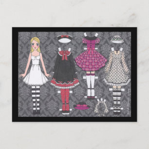 Blonde Lolita Paper Doll Postkarte