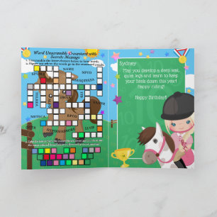 Blonde Mädchen Reit Geheimnachricht Geburtstag Karte