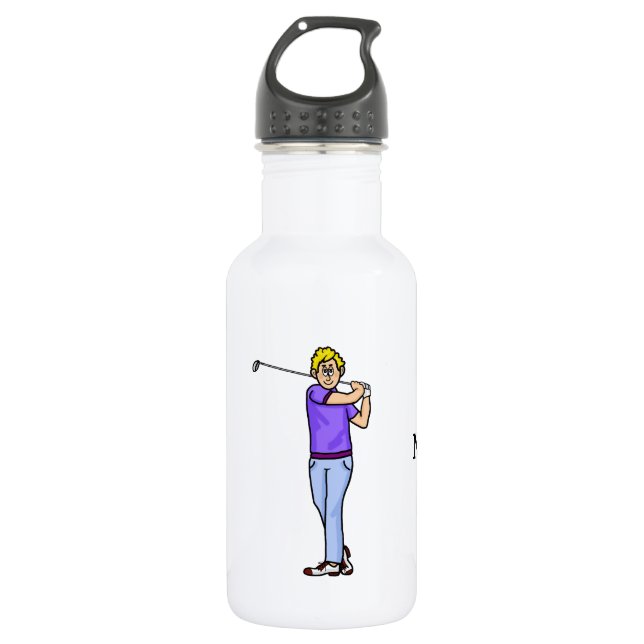 Blonde Male Golfer Personalisierte Wasserflasche (Vorderseite)